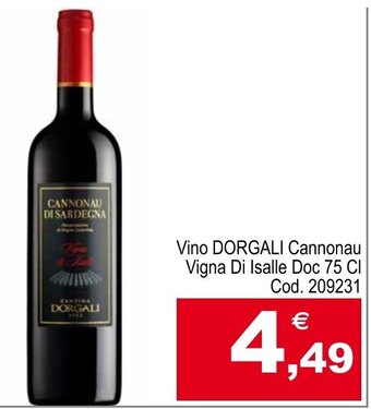 Centro Cash Vino DORGALI Cannonau Vigna Di Isalle Doc 75 Cl offerta