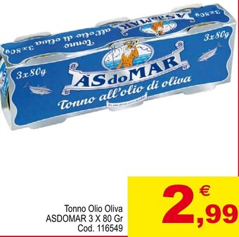 Centro Cash Tonno Olio Oliva ASDOMAR 3 X 80 Gr offerta