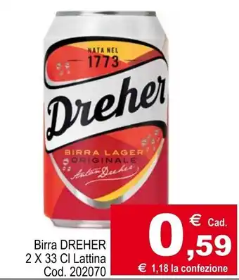 Centro Cash Birra DREHER 2 X 33 CI Lattina offerta