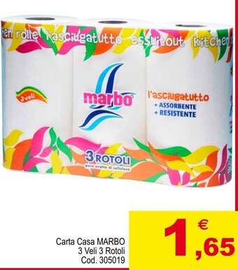 Centro Cash Carta Casa MARBO 3 Veli 3 Rotoli offerta