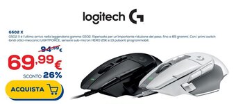 Euronics logitech G502 X offerta