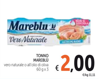 Spazio Conad Mareblù Tonno 60g x 3 offerta