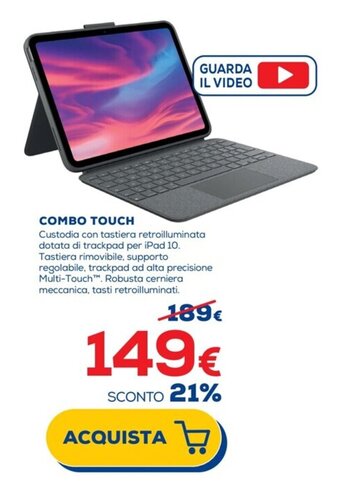Euronics Logitech COMBO TOUCH offerta