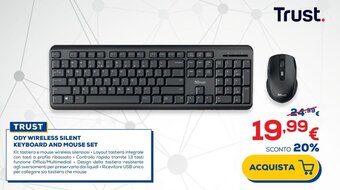 Euronics TRUST ODY WIRELESS SILENT KEYBOARD AND MOUSE SET offerta