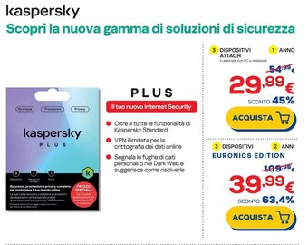 Euronics kaspersky PLUS offerta