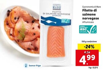 Lidl Gastronomia di Mare Filetto di salmone norvegese 150 g confezione offerta