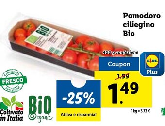 Lidl Pomodoro ciliegino Bio 400 g confezione offerta