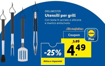 Lidl GRILLMEISTER Utensili per grill offerta