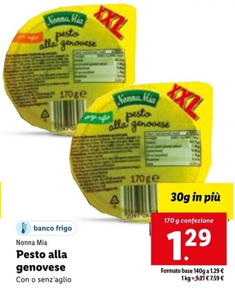 Lidl Nonna Mia Pesto alla genovese 170 g confezione offerta