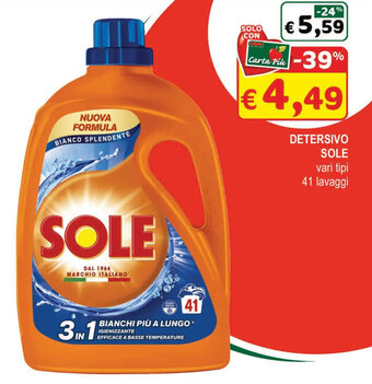 Crai DETERSIVO SOLE vari tipi 41 lavaggi offerta