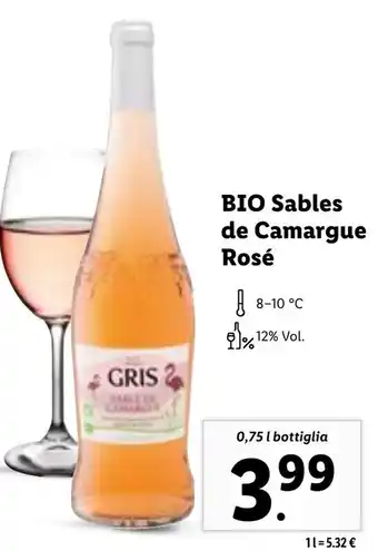 Lidl BIO Sables de Camargue Rosé 0,75 l bottiglia offerta