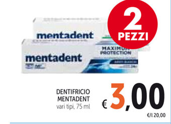 Spazio Conad Mentadent Dentifricio 75ml offerta