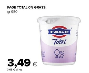 Oasi FAGE TOTAL 0% GRASSI gr 950 offerta