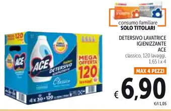 Spazio Conad Ace Detersivo Lavatrice Igienizzante 1,65l x 4 offerta