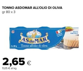 Oasi TONNO ASDOMAR ALL'OLIO DI OLIVA gr 80 x 3 offerta