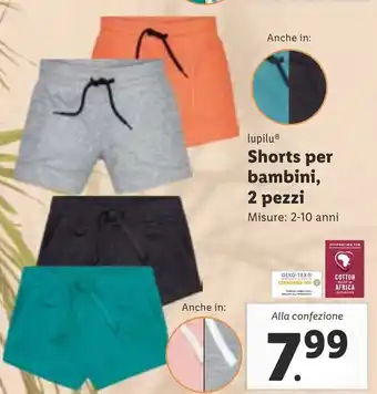 Lidl lupiluⓇ Shorts per bambini, 2 pezzi Misure: 2-10 anni offerta