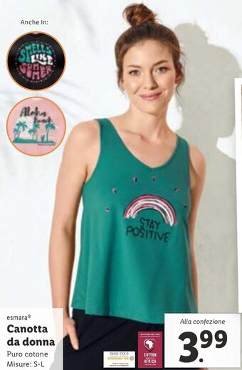 Lidl esmara® Canotta da donna Puro cotone Misure: S-L offerta