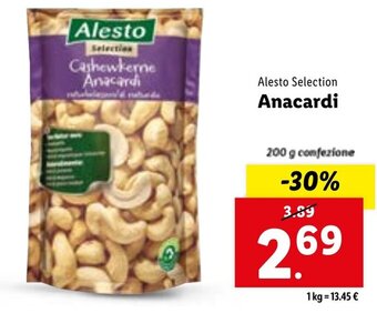 Lidl Alesto Selection Anacardi 200 g confezione offerta