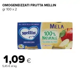 Oasi OMOGENEIZZATI FRUTTA MELLIN gr 100 x 2 offerta