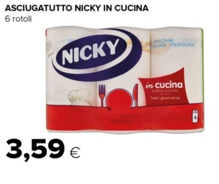 Oasi ASCIUGATUTTO NICKY IN CUCINA 6 rotoli offerta