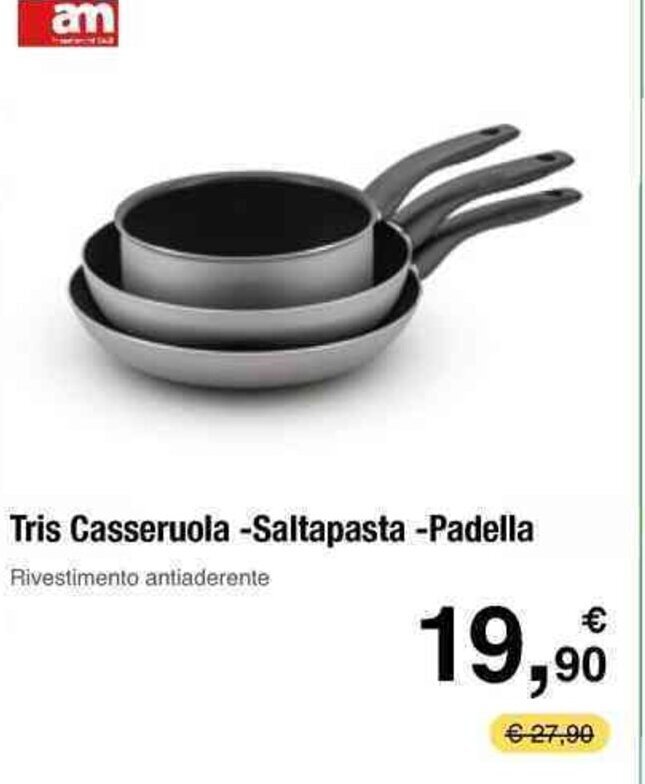 Handy fai da te Tris Casseruola -Saltapasta -Padella offerta