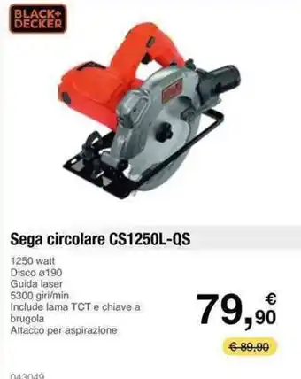 Handy fai da te Sega circolare CS1250L-QS 1250 watt Disco 0190 offerta