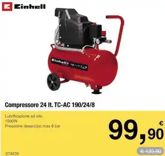 Handy fai da te Einhell Compressore 24 It. TC-AC 190/24/8 offerta