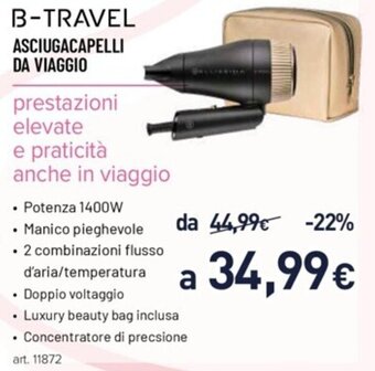 Unieuro B-TRAVEL ASCIUGACAPELLI DA VIAGGIO offerta
