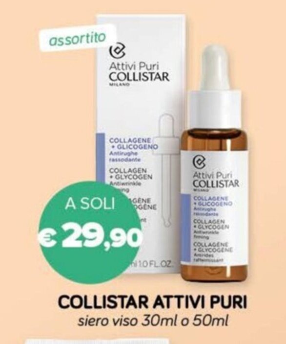 Il Tulipano COLLISTAR ATTIVI PURI siero viso 30ml o 50ml offerta