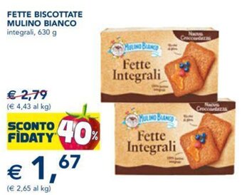 Esselunga FETTE BISCOTTATE MULINO BIANCO integrali, 630 g offerta