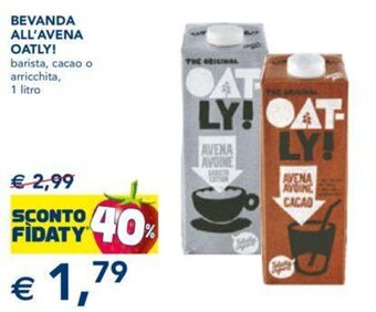 BEVANDA ALL'AVENA OATLY! barista, cacao o arricchita, 1 litro