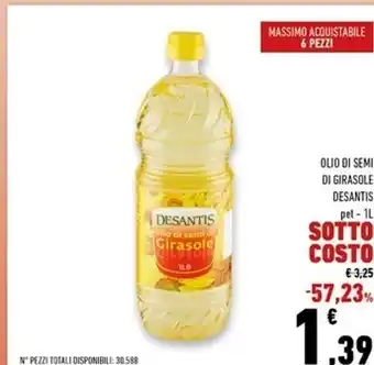 Conad Superstore Desantis olio di semi di girasole offerta