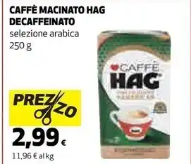 Coop Hag caffè macinato decaffeinato offerta