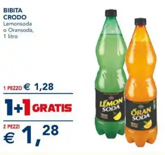BIBITA CRODO Lemonsoda o Oransoda, 1 litro 2 PEZZI