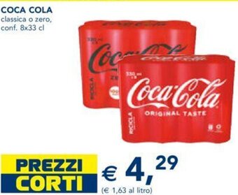 Esselunga COCA COLA classica o zero, conf. 8x33 cl offerta