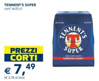 Esselunga TENNENT'S SUPER conf. 6x33 cl offerta