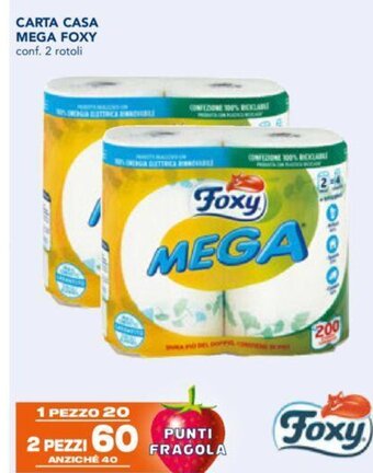 Esselunga CARTA CASA MEGA FOXY conf. 2 rotoli offerta