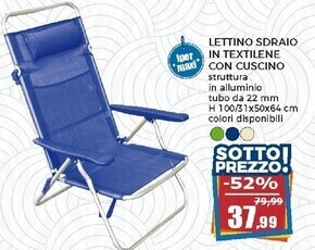 Happy Casa Lettino sdraio in textilene con cuscino offerta