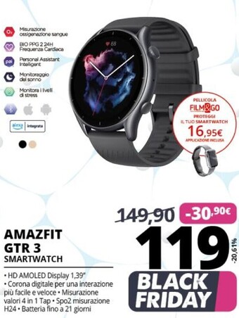 Comet Amazfit gtr 3 3,53 cm (1.39) amoled 46 mm nero gps (satellitare) offerta