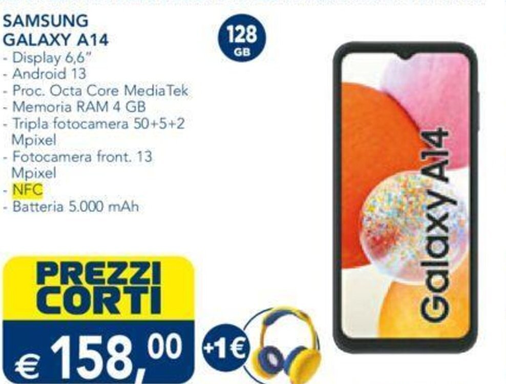 Esselunga SAMSUNG GALAXY A14 offerta