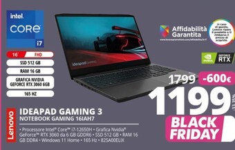 Comet Lenovo ideapad gaming 3 notebook gaming 16iah7 offerta