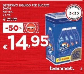 Bennet Dash detersivo liquido per bucato offerta