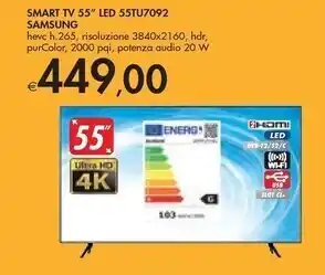 Bennet Samsung smart tv 55'' led 55tu7092 offerta