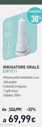 Unieuro Panasonic irrigatore orale ew1511 offerta