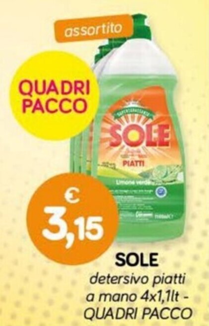 Il Tulipano SOLE detersivo piatti a mano 4x1,1lt offerta