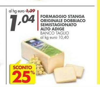 Italmark Formaggio Stanga Originale Dobbiaco Semistagionato Alto Adige offerta
