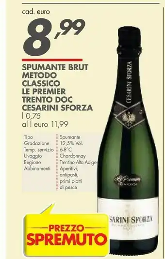 Italmark Cesarini Sforza Spumante Brut Metodo Classico Le Premier Trento Doc offerta