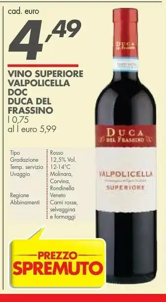 Italmark Duca Del Frassino Vino Superiore Valpolicella Doc offerta
