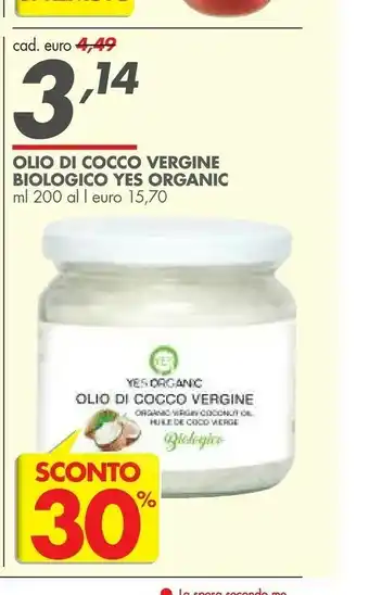 Italmark Yes organic Yes - Olio Di Cocco Vergine Biologico 200 G(ml) offerta