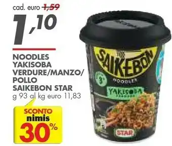 Italmark Star Saikebon Noodles Yakisoba Verdure/ Manzo/ Pollo offerta